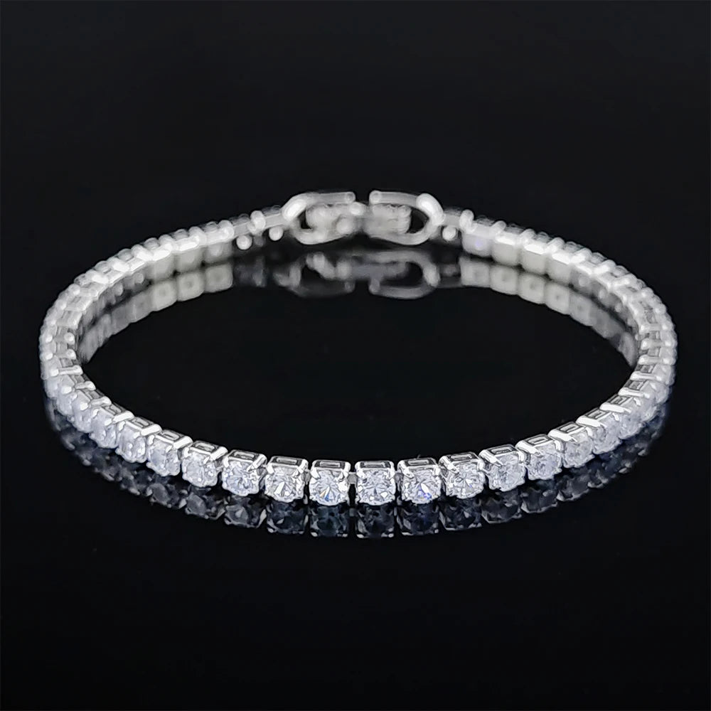 Silver Color 2.5/3/4/5mm Zircon Tennis Bracelet For Women Man Hand Chain Wedding Gift Matching Jewelry Freeshipping Items s5650