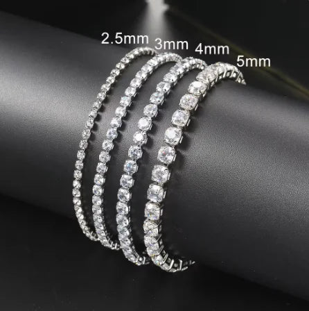 Silver Color 2.5/3/4/5mm Zircon Tennis Bracelet For Women Man Hand Chain Wedding Gift Matching Jewelry Freeshipping Items s5650