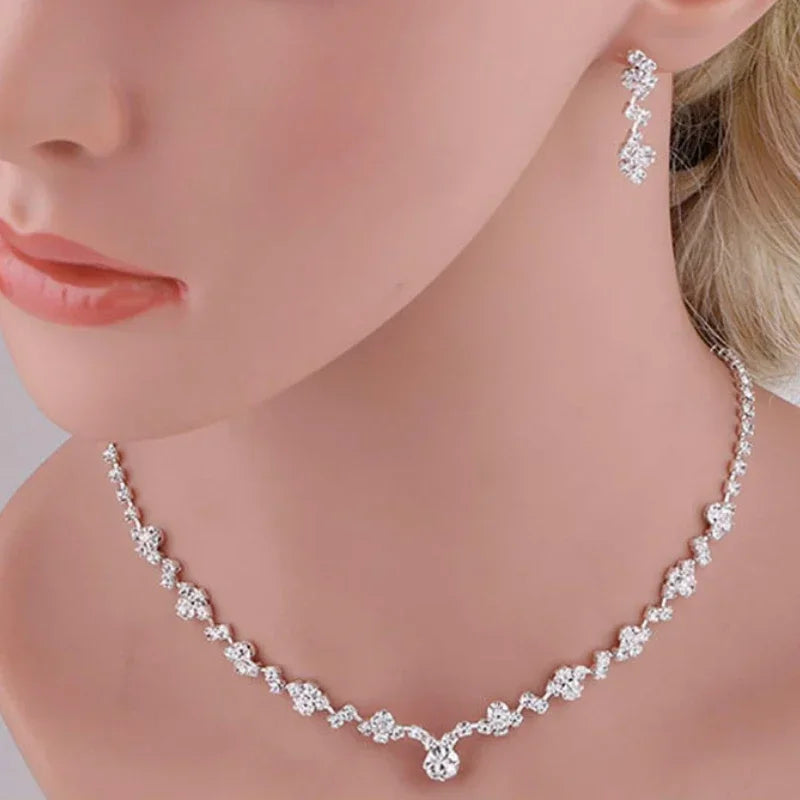 Luxury Double Hollow Heart Crystal Necklace – Elegant Wedding Jewelry for Women