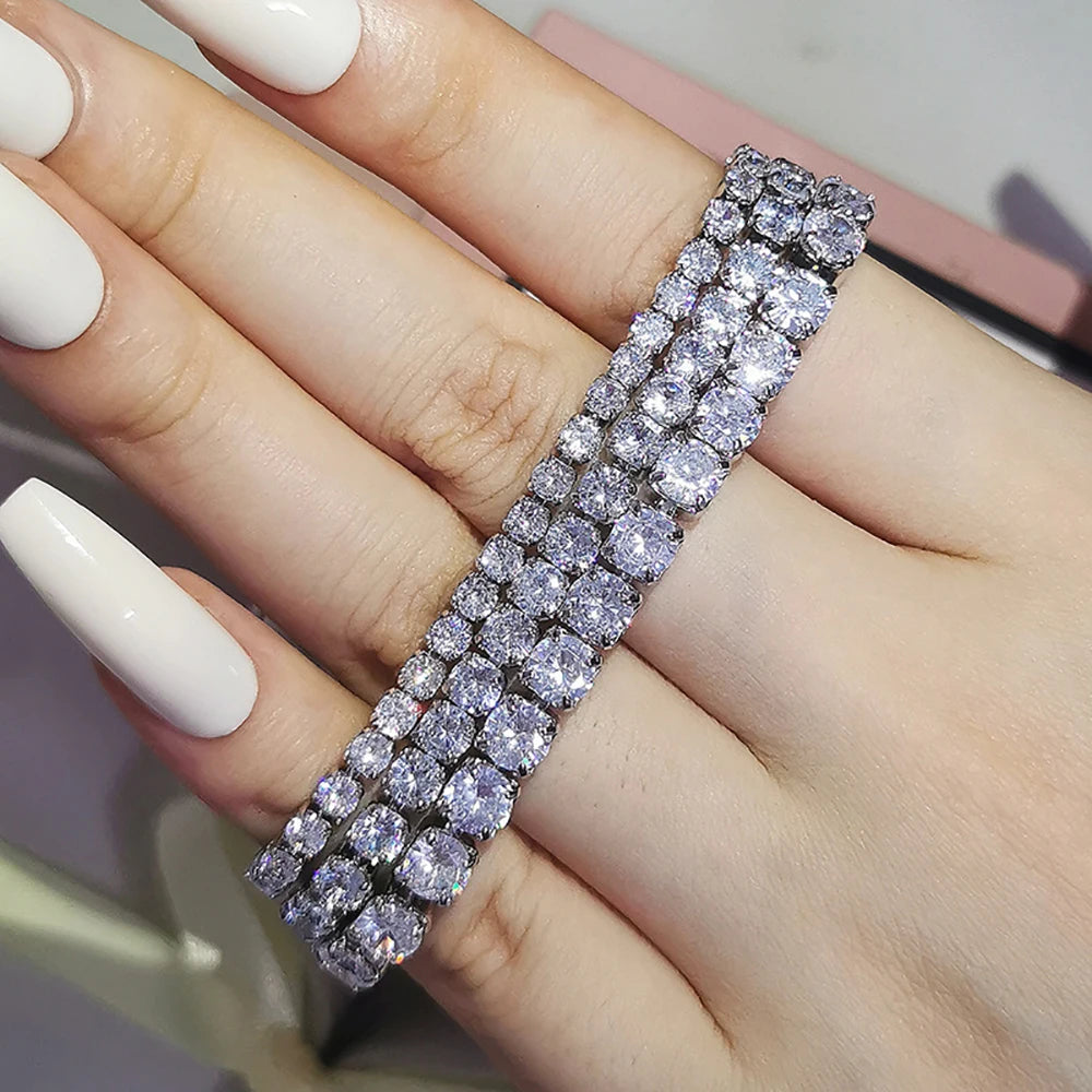 Silver Color 2.5/3/4/5mm Zircon Tennis Bracelet For Women Man Hand Chain Wedding Gift Matching Jewelry Freeshipping Items s5650