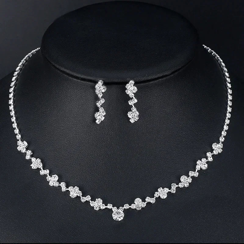 Luxury Double Hollow Heart Crystal Necklace – Elegant Wedding Jewelry for Women