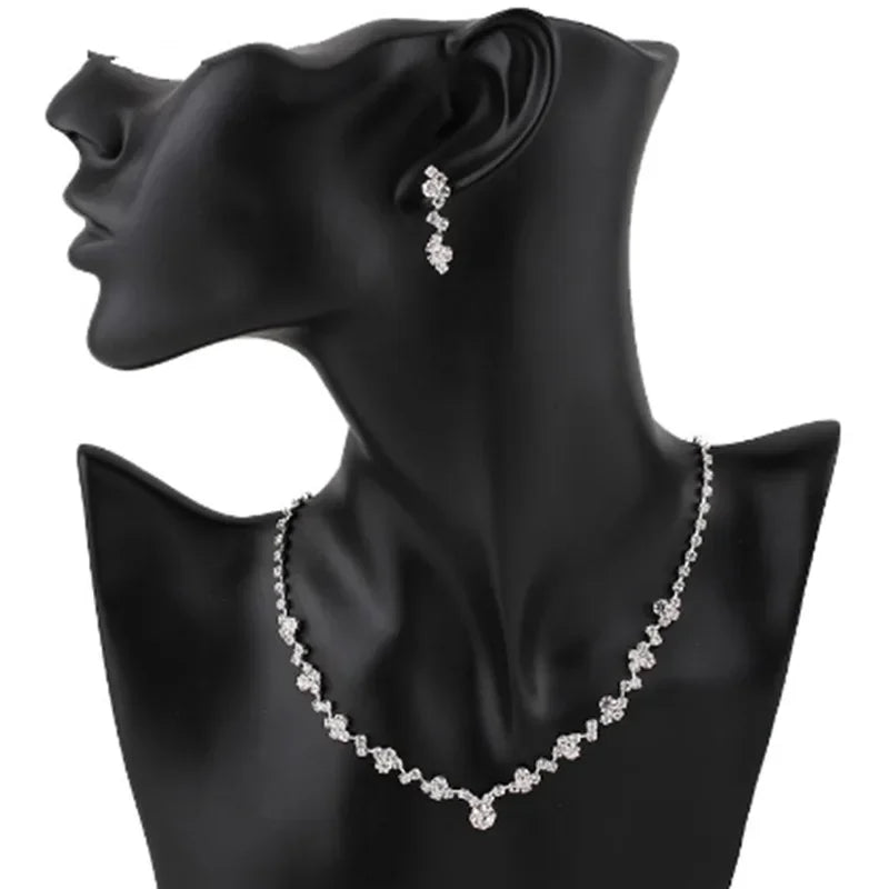 Luxury Double Hollow Heart Crystal Necklace – Elegant Wedding Jewelry for Women